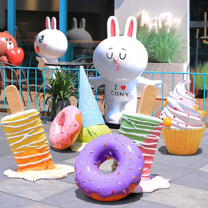 F001 Estatuas de Resina para Jardín con Forma de Donut de Helado, Adornos Personalizados con Forma de Comida para Exteriores, Escultura de Resina - Product Image 4