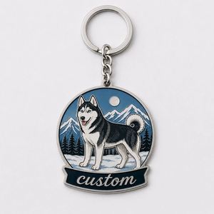 Porte-clés personnalisé Husky pour amoureux des chiots, promotion pour animalerie, souvenir, badge, porte-clés en métal - Product Image 2