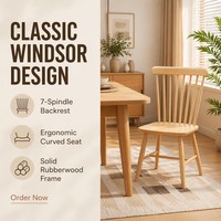 Fournisseur fiable, chaise de salle à manger en bois de caoutchouc massif, robuste, durable, ergonomique, style nordique du milieu du siècle, pour la maison, le restaurant, le café