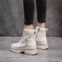 Bottes de combat unisexes en PU avec logo personnalisé, fourrure épaisse, imperméables, légères, plateforme, style 2022, pour l'hiver
