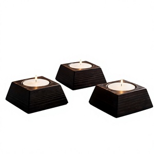 Portavelas Rectangular de Madera Ecológico Hecho a Mano, Decoración Navideña Duradera para el Hogar - Product Image 1