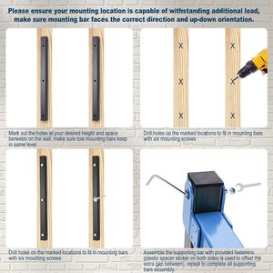 Support en <span class=keywords><strong>bois</strong></span> métallique robuste à montage mural avec <span class=keywords><strong>étagère</strong></span>s système à 3 niveaux pour <span class=keywords><strong>garage</strong></span> atelier en <span class=keywords><strong>bois</strong></span> intérieur extérieur - Product Image 4