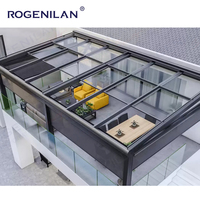 Rogenilan Fenêtres de toit coulissantes en verre rétractables électriques en aluminium imperméables pour l'extérieur, double vitrage