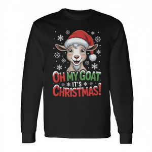 Oh My Goat It's Christmas T-shirt à manches longues avec dessin animé d'animaux de la ferme, tenue de Noël - Product Image 2