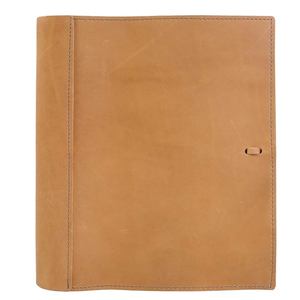 Vintage Hard Back 3 Ring Zipper Binder Professional genuine leather a4 folder with Zipper