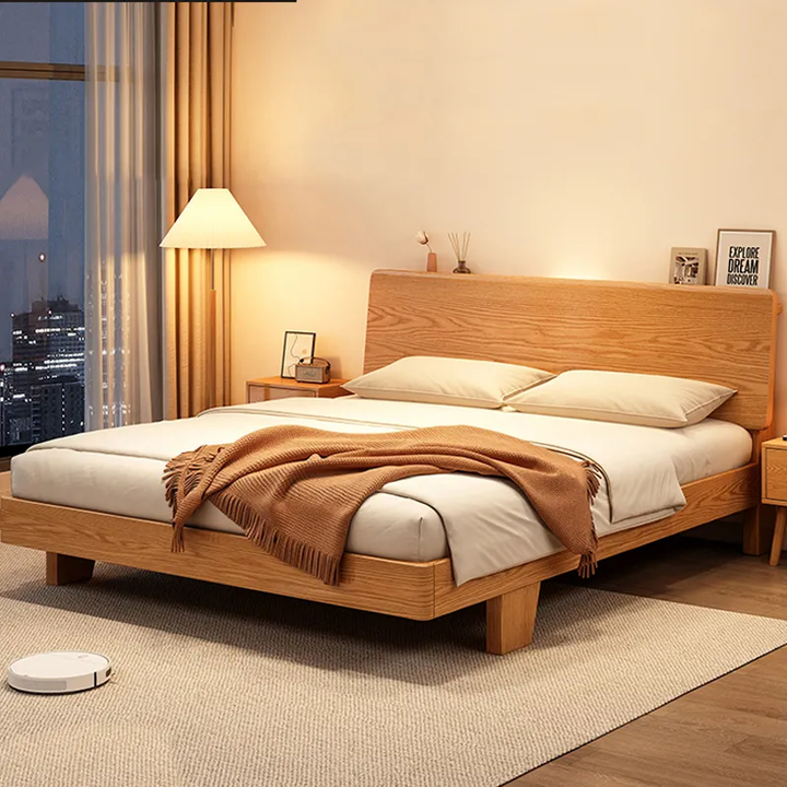 Modern King Bed Frame Chinese Style Solid Wood Bed Queen Size Double