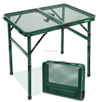 Table de pique-nique pliante CE 3x2 FT, table de camping portable, hauteur réglable, en métal grillagé, design compact et sac en filet