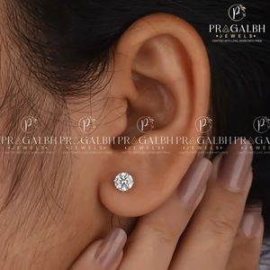 ต่างหูเม็ดเดี่ยวประดับเพชรสีทอง925สีเงิน PJ-คอลเลกชันของขวัญครบรอบและปาร์ตี้ยอดนิยม - Product Image 5