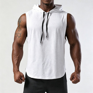 Débardeur de sport respirant à capuche pour <span class=keywords><strong>homme</strong></span>, gilet de sport décontracté sans manches, haut léger à séchage rapide pour l'entraînement et le <span class=keywords><strong>jogging</strong></span> - Product Image 4