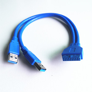 Connettore scheda madre 20 Pin blu PVC ad alta velocità per <span class=keywords><strong>2</strong></span> x USB3.0 doppio cavo dati USB3.0 - Product Image 1
