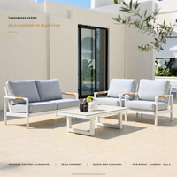 Ensemble de salon extérieur moderne en aluminium OSMEN Tamarama, 4 pièces, avec canapé 2 places et table basse pour patio et jardin