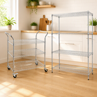 Étagère de rangement en fil métallique chromé à 5 niveaux réglables en hauteur, en acier au carbone, pour cuisine, salle de bain et salon