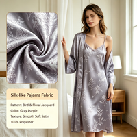 Fabricant professionnel de tissu jacquard 100% polyester écologique, doux et texturé, largeur 58/60 pouces, pour pyjamas et robes de nuit pour femmes
