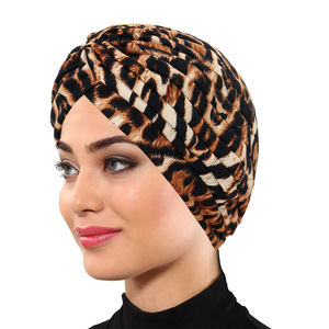 Gorro de turbante plisado de alta calidad para mujer, gorro árabe con estampado de leopardo, gorro Hijab - Product Image 3