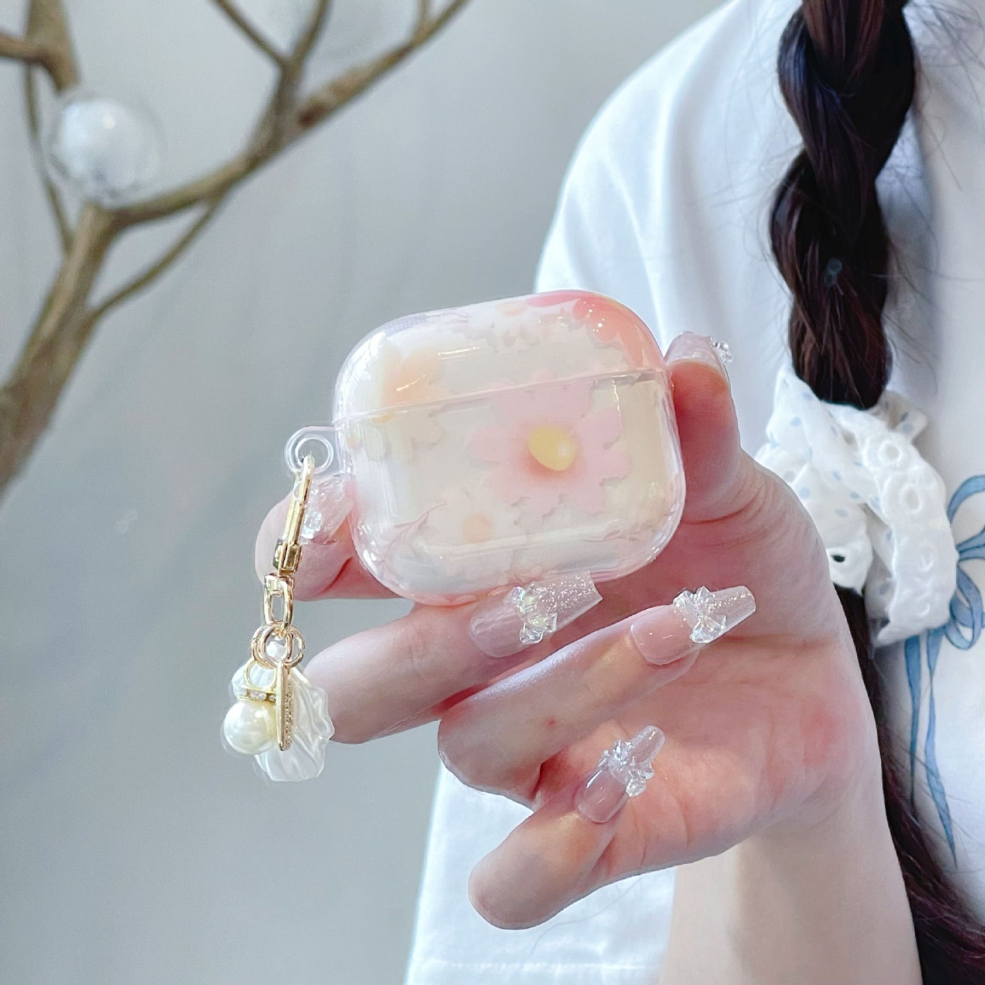 Pink Flower Shell Pendant