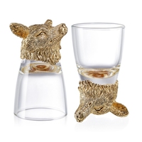 RORO décor à la maison de luxe animal série cochon couleur or verre ensemble bière vin conteneur tir minuscule verre festival table décorations