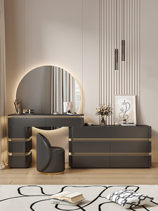 Table de toilette LED de luxe moderne et minimaliste pour femme, extensible, durable, multifonctionnelle avec rangement, pour chambre à coucher - Product Image 2