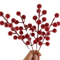 Kerajinan Bunga Buatan MSH Red Fruit, Pohon Uang Buatan, Dekorasi Tahun Baru, PVC Lembut, Buatan Tangan, Modern, Ramah Lingkungan