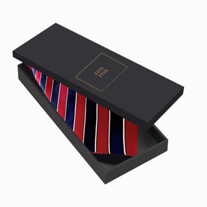 Ensemble de cravates longues haut de gamme pour hommes, boîte personnalisée avec logo, boîtes rigides noires et bleues, boîte avec lamination brillante en relief - Product Image 1