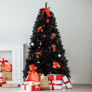 Sapin de Noël artificiel DB de 2,1 m en PVC noir léger, arbre d'intérieur sur pied avec support en fer, décorations personnalisables - Product Image 4