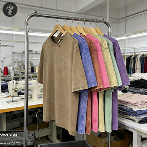 Camiseta Vintage de Alta Calidad, 230g, Lavada al Ácido, Personalizada, de Algodón, Estilo Urbano, Holgada, con Hombros Caídos, para Hombre - Product Image 1