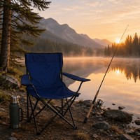 Chaise pliante portable moderne en acier au carbone léger avec dossier et accoudoirs en tissu Oxford pour l'extérieur, la plage, la pêche et le camping