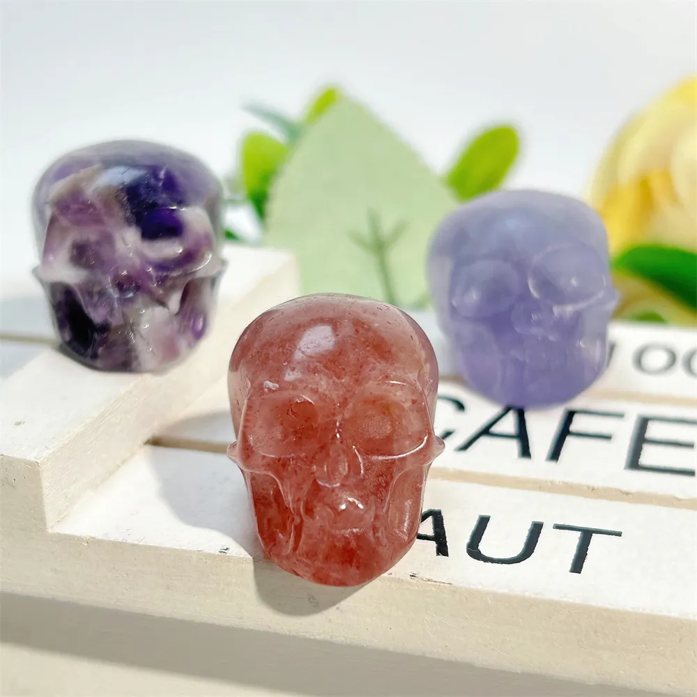 Crystal crafts small size carving polishing yooperlite mixed mini skulls For healing decoration