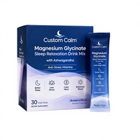Mélange en poudre de supplément personnalisé au glycinate de magnésium pour la relaxation et le sommeil, avec Ashwagandha et vitamines anti-stress