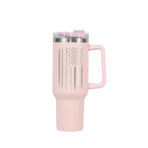 Stainless Steel Tumbler 40oz With Stars And Stripes Design Travel Mug With Handle And Lid For Outdoor Use - Product Image 5