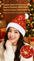 Chapeaux de Noël en sequins argentés et dorés pour adultes, décoration du Nouvel An, chapeaux de Père Noël en peluche de luxe de haute qualité, personnalisables