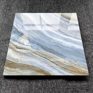 Lujosas Baldosas de Porcelanato Pulido para Pisos, 60 x 60, Hermosas Baldosas de Mármol Azul Brillante de 60 por 60 para Sala de Estar - Product Image 1
