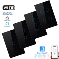 SUMMAO 110V 220V 1/2/3 Gang Saklar Dinding Bertenaga Listrik yang Dikendalikan Wi-Fi Standar AU US Amerika Serikat Saklar Sentuh Lampu WIFI Rumah Pintar