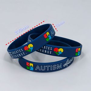 Pulsera de Silicona Autocierre No Tóxica para Concienciación sobre el Autismo, 202mm x 12mm, Azul Oscuro, Inspiradora para la Caridad - Product Image 1
