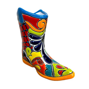 Céramique Cowboy Boot Planter Folk Art Pot Home Decor Peint à la Main <span class=keywords><strong>Poterie</strong></span> <span class=keywords><strong>Mexicaine</strong></span> 7.5" - Product Image 1
