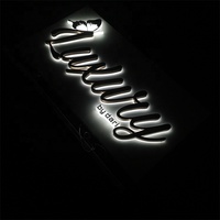 Nouvelles lettres rétroéclairées faciles à décorer ! Lettres rétroéclairées or rose pour extérieur, panneau en acier inoxydable blanc, enseignes lumineuses LED, enseigne commerciale LED personnalisée