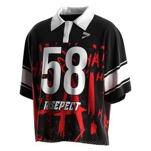 เสื้อโปโลอเมริกันฟุตบอลทรงหลวม เนื้อผ้าซับเหงื่อ ดีไซน์วินเทจ ลายพิมพ์แบบสั่งทำ เหมาะสำหรับชุดทันสมัย - Product Image 1