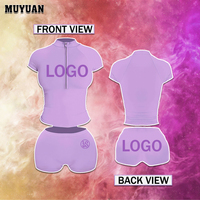 Crop top et vestes zippées pour femmes, été, en coton, manches courtes, shorts, ensembles de loungewear sexy, coupe ajustée, couleur unie, décontracté, logo imprimé personnalisé