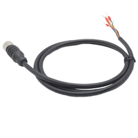 Conector M12, arnés de cableado de código A de 8 pines, enchufe hembra blindado circular industrial a terminales de cableado, cable impermeable IP67