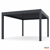 Pergola bioclimatique motorisée en aluminium et verre trempé MEIXIN ORLANDO, pour jardin d'hôtel de luxe moderne, terrasse extérieure.