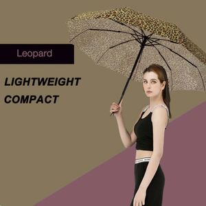 Parapluie de voyage compact pliable entièrement automatique à imprimé léopard, coupe-vent, imperméable, portable, pour femmes, hommes et adolescents - Product Image 3