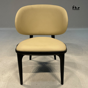 Customizable Cream Yellow Upholstered Dining <b>Chair</b> Black Wood Frame Wholesale for Home Commercial Use - Product Image 1