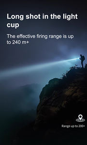 Linterna LED portátil de aluminio 18650 de alta potencia <span class=keywords><strong>2000</strong></span> lúmenes IP68 luz táctica recargable impermeable - Product Image 6