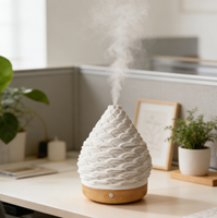 Diffuseur d'arômes à ultrasons en bois pour la maison, diffuseur de brume aromatique en céramique, nébuliseur d'aromathérapie en céramique, diffuseur d'aromathérapie en céramique