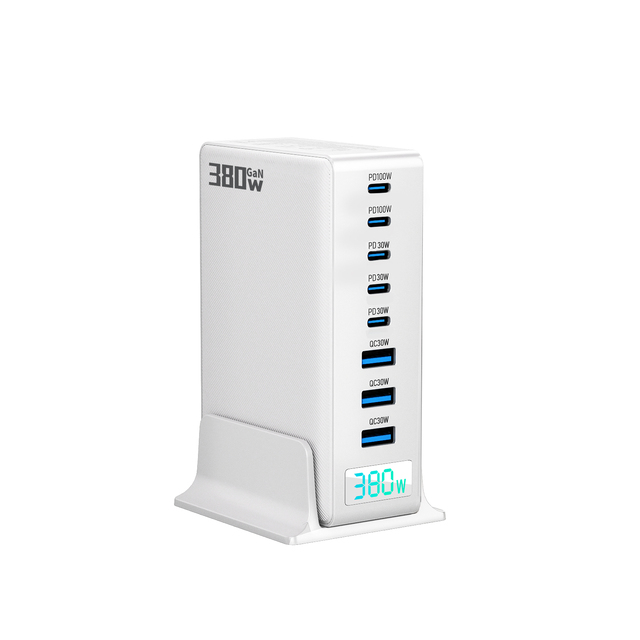 380W GaN 5C+3A Multiport USB C Super Fast Charging PD 100W Charger Adapter for Laptop for iPhone 17 16for Phone Charging Station
