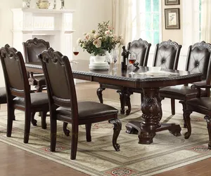 Tavolo da pranzo nero in stile europeo set da pranzo intagliato a mano tavolo da pranzo di lusso per uso domestico