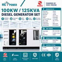 Groupe électrogène diesel SDEC silencieux de type Stage V 100 kW 125 kVA, groupe électrogène insonorisé pour l'alimentation de secours des usines industrielles
