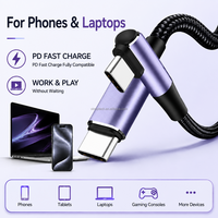 90 °   Cable de Datos Trenzado de Aleación de Aluminio de Doble Curvatura, Curvatura Simple de 90 Grados °   Cable de Datos EMK de 100W Compatible con Teléfono 18 para Juegos