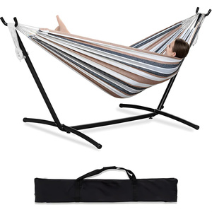 <span class=keywords><strong>Hamac</strong></span> double en coton avec <span class=keywords><strong>cordes</strong></span> en polyester améliorées, capacité de 450 lb, support en acier peu encombrant - Product Image 3
