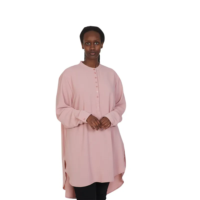 Женская блузка с длинным рукавом, розовая Повседневная рубашка макси с принтом, оптом