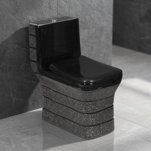 WC monobloc en céramique doré ivoire moderne à siphon, à poser au sol, avec double chasse, équipement sanitaire pour salle de bain - Product Image 2